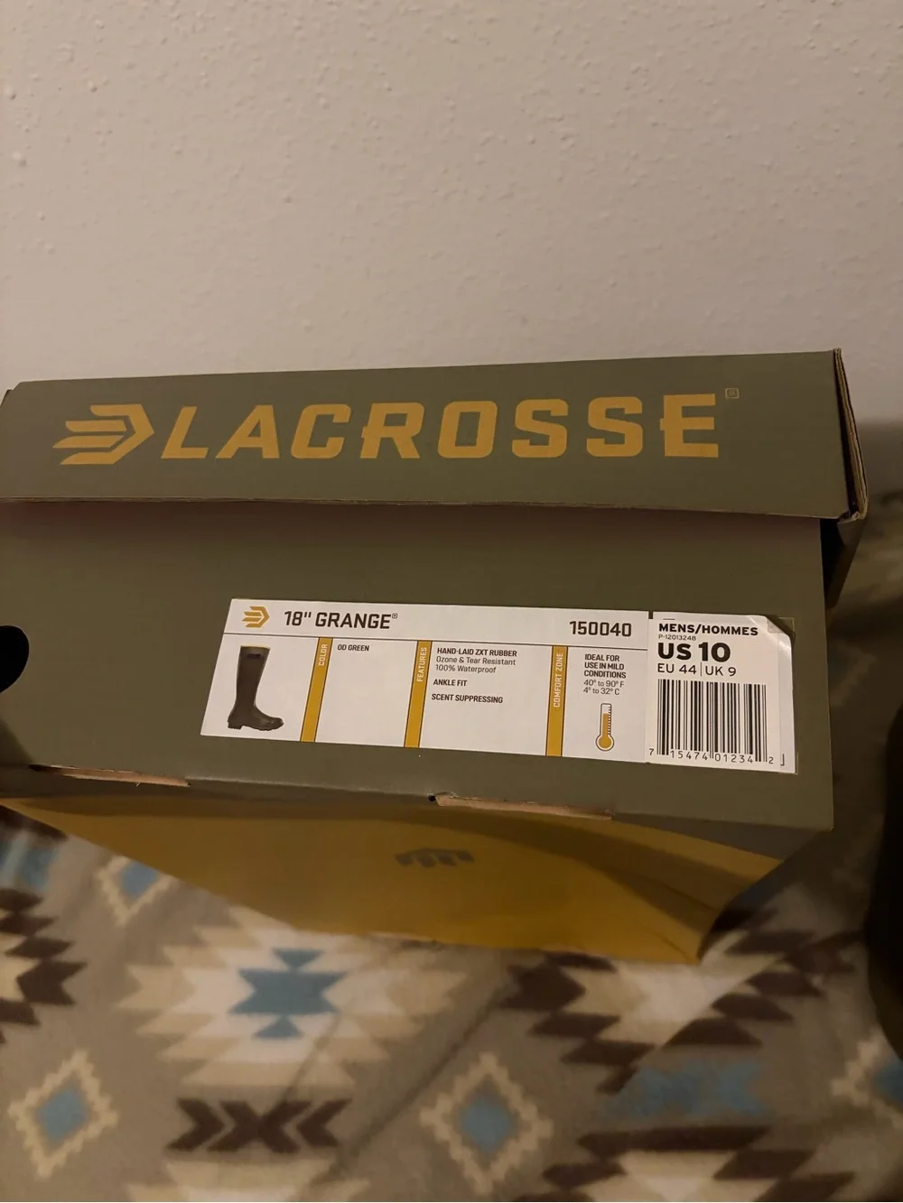 LaCrosse Grange 18” OD Green Rubber Boots Size 10 New W Defected Box